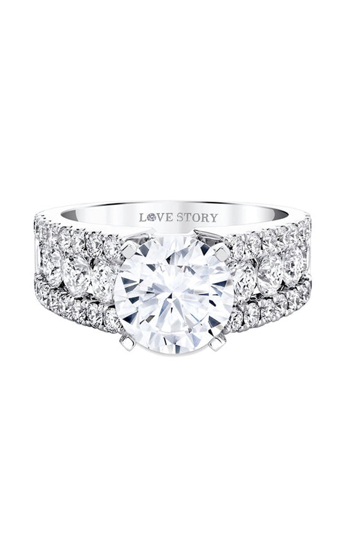 Albert's 14k White Gold 2.03ctw 40 Round Multi Row Semi Mount Engagement Ring ER2033-R302A