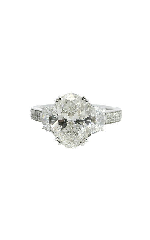 Albert's 18K White Gold 3.01CT Oval 1.19CTW Half Moons and Rounds Lab Diamond Engagement Ring LGD-JRD04121F-HW3