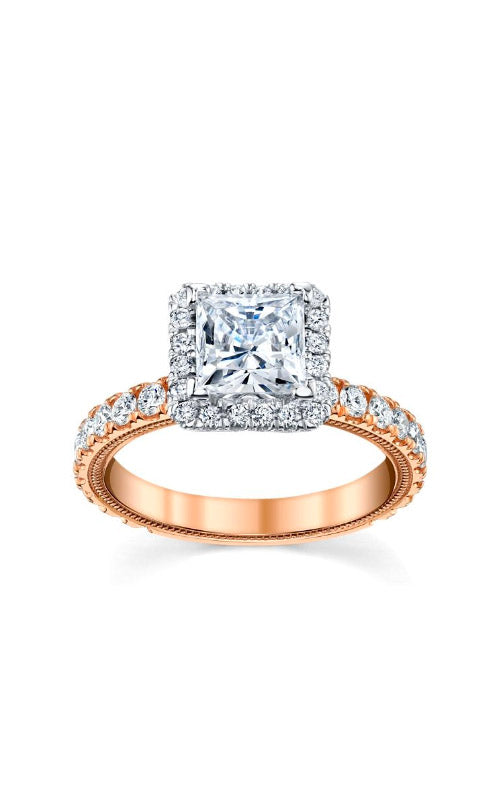 Verragio Tradition 14k White and Rose Gold 1.05ctw Princess Semi Mount Engagement Ring TR210HP/01
