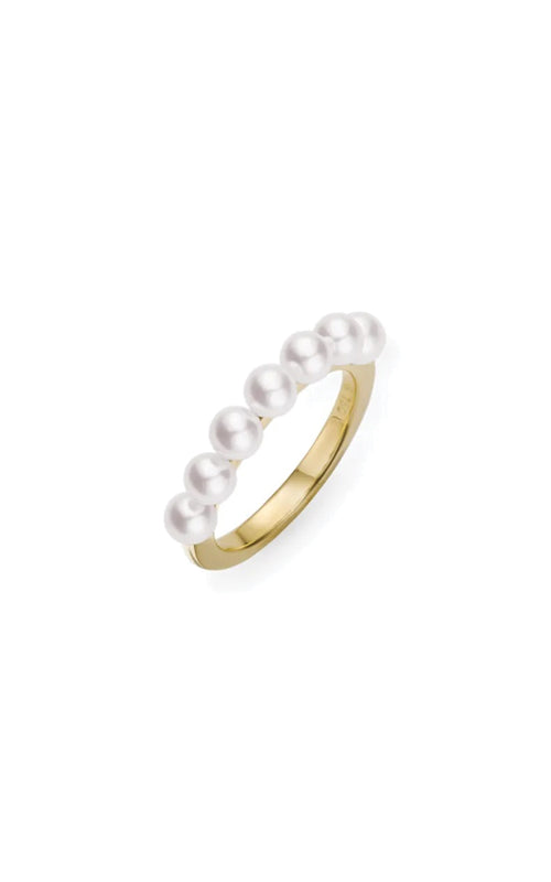 Mikimoto 18k Yellow Gold Akoya A+ 3.5mm Pearl Bubble Ring MRQ10045AXXKR055