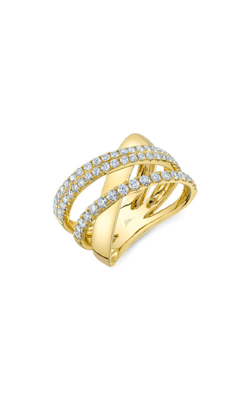 Shy Creation Sidestone 14K Yellow Gold Diamond Ring