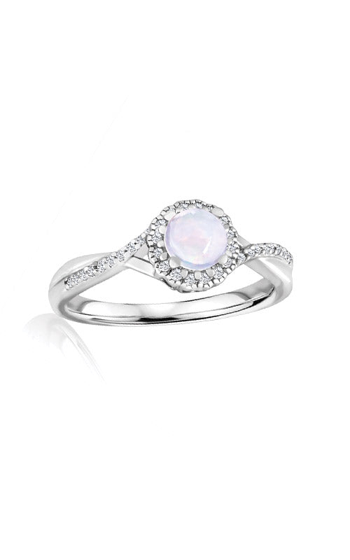 Albert's Sterling Silver .10ct Diamond 5mm Opal Fashion Ring R6417-OCT-SS-LJG