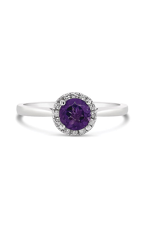 Albert's Sterling Silver Amethyst Diamond Halo Ring R6788-FEB-AM-SS