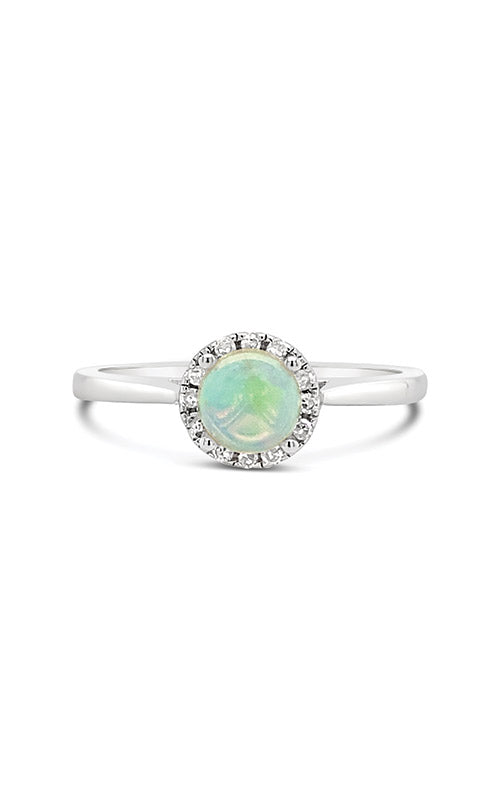 Albert's Sterling Silver Opal Diamond Halo Ring R6788-OCT-OP-SS