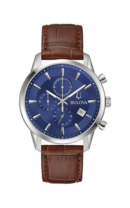 Bulova Sutton Chronograph Blue Dial Mens Watch 96B402