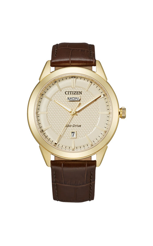 Citizen Men's and Ladies' Rolan Gold Tone Day Date Eco-Drive Watch AW0092-07Q
