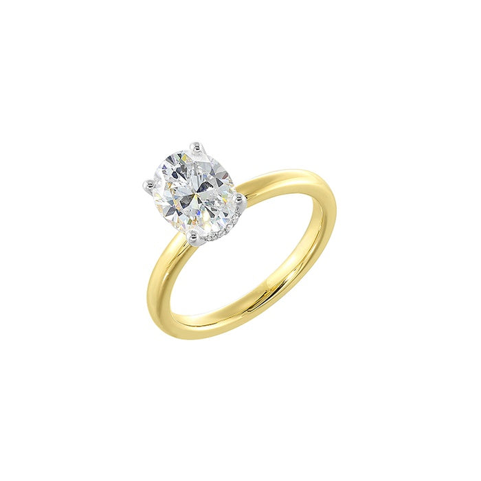 Perfect Love 14k Yellow Gold 1/15ctw Round Hidden Halo Semi Mount Engagement Ring W4710ON200SM-4YWB