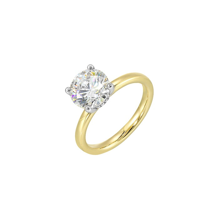Perfect Love 14k Yellow Gold 1/20ctw Round Hidden Halo Semi Mount Engagement Ring W4710RN200SM-4YWB