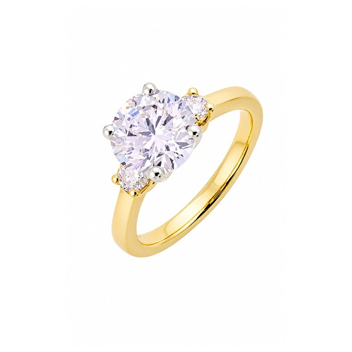Perfect Love 14k Yellow Gold 1/4ctw Round Three Stone Semi Mount Engagement Ring W4820RN200SM-4YWB