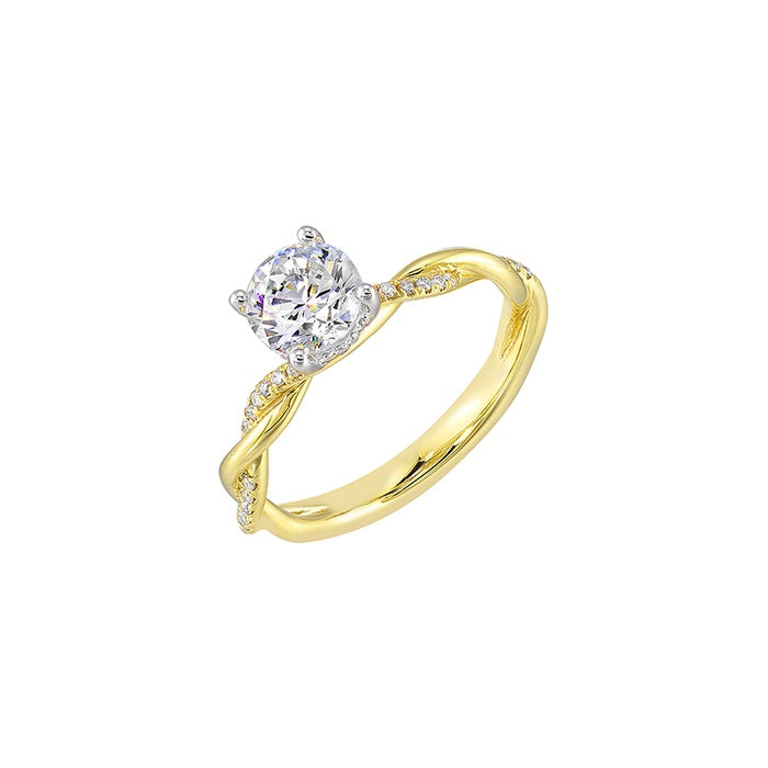 Perfect Love 14k Yellow Gold 1/10ctw Round Twist Semi Mount Engagement Ring W5422RN150SM-4YWB