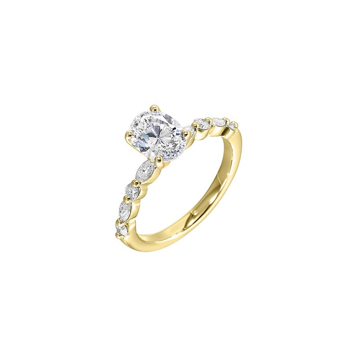 Perfect Love 14k Yellow Gold 1/3ctw Marquise/Round Semi Mount Engagement Ring W0761ON200SM-4YB