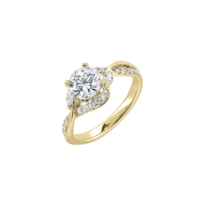 Perfect Love 14k Yellow Gold 1/3ctw Round Halo Semi Mount Engagement Ring W1772RN100SM-4YB