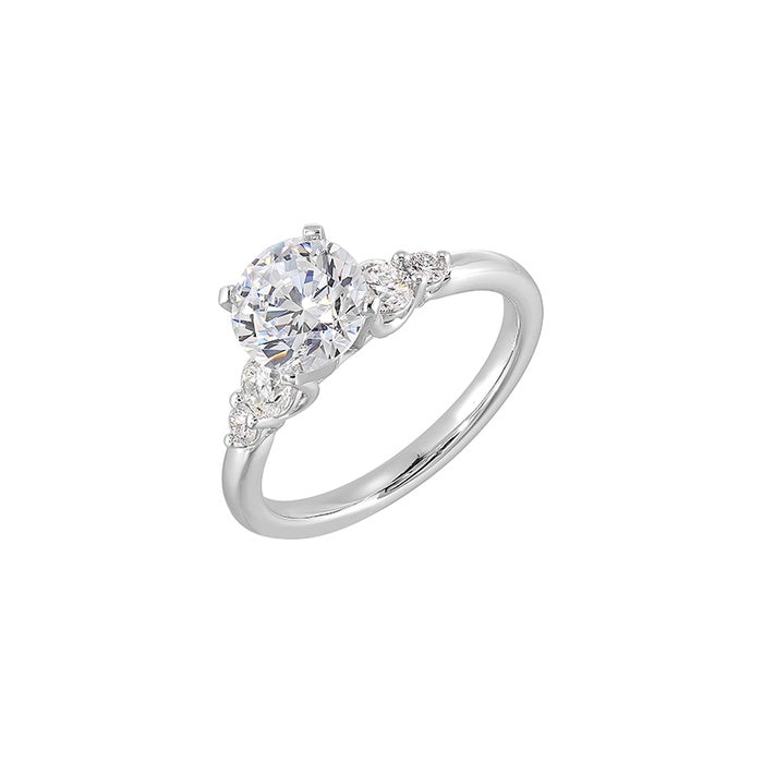Perfect Love 14k White Gold 3/8ctw Round Diamond Semi Mount Engagement Ring W3011RN100SM-4WB