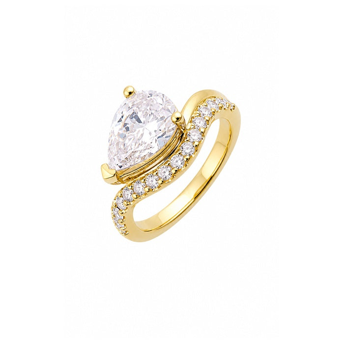 Perfect Love 14k Yellow Gold 1/2ctw Round Curved Semi Mount Engagement Ring W3791SN200SM-4YB