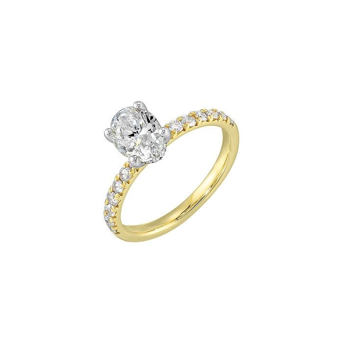 Perfect Love 14k Yellow Gold 3/8ctw Round Hidden Halo Semi Mount Engagement Ring W3951ON200SM-4YWB