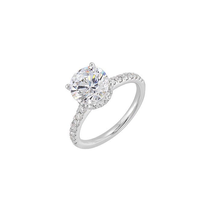 Perfect Love 14k White Gold 3/8ctw Round Hidden Halo Semi Mount Engagement Ring W4071RN200SM-4WB