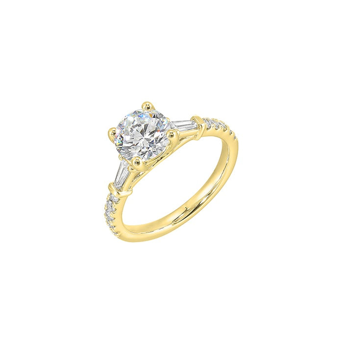 Perfect Love 14k Yellow Gold 3/8ctw Round/Baguette Semi Mount Engagement Ring W4531RN150SM-4YB
