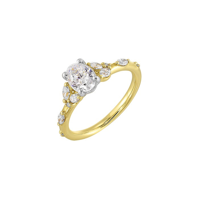 Perfect Love 14KYW Two Tone 1/2ctw Round/Marquise Semi Mount Engagement Ring W6511ON200SM-4YWB