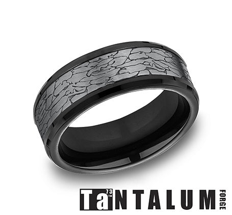 Benchmark Men's Tantalum 8MM Fracture Web CF108374BK