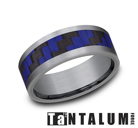 Benchmark Men's Tantalum 8MM Blue/Carbon Band C00650222