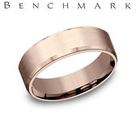 Benchmark Men's 14k Rose Gold 7MM Slight Bevel Band CF6733514K