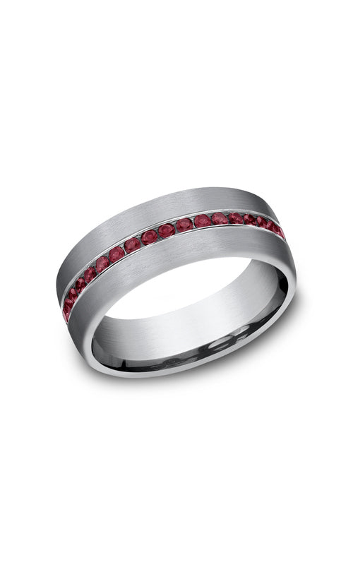 Benchmark Men's Tantalum Gray 7.5mm .40ctw Ruby Satin Wedding Band - SIZE 10 - CF717575GTA10
