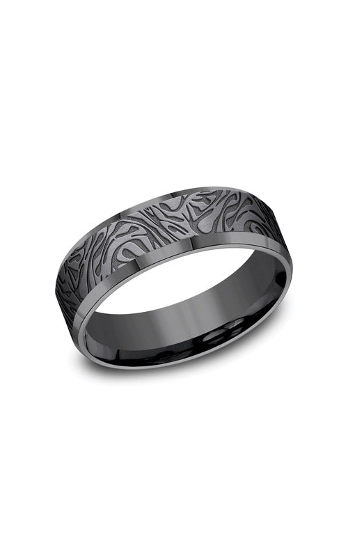 Benchmark Tantalum Men's 7mm Faux Makume Pattern Wedding Band - Size 10 - CF847390TA
