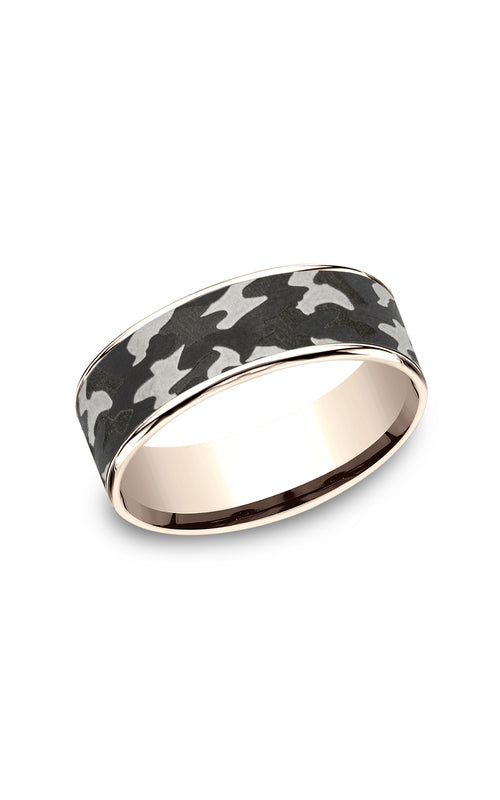 Benchmark Men's Ammara Stone 14k Rose Gold and Tantalum 7.5mm Camo Wedding Band - SIZE 10 - CFT9675786