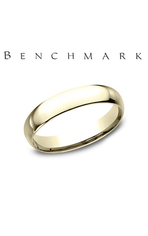 Benchmark Men's 14K Yellow Gold 4MM Plain Light Comfort Fit Wedding Band LCF14014KY09