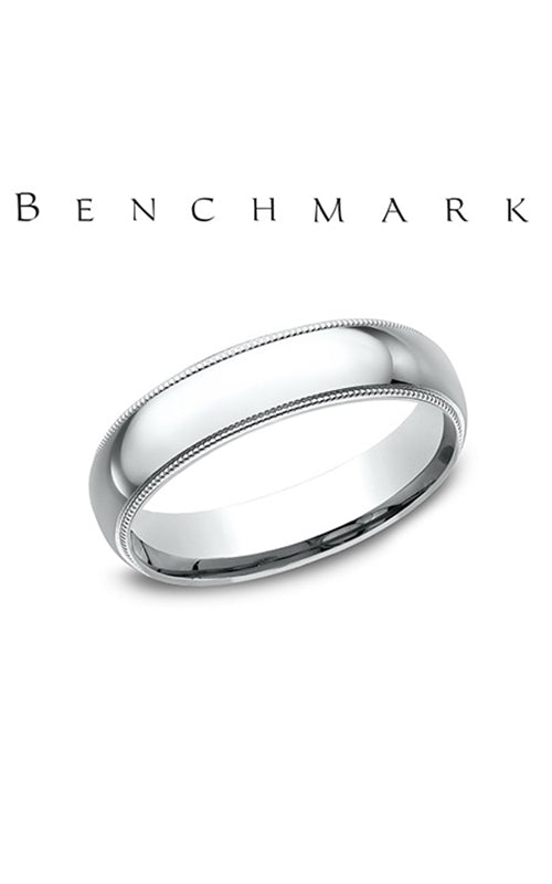 Benchmark Men's 14K Yellow Gold 5MM High Polished Light Comfort Fit Milgrain Wedding Band LCF35014KW09