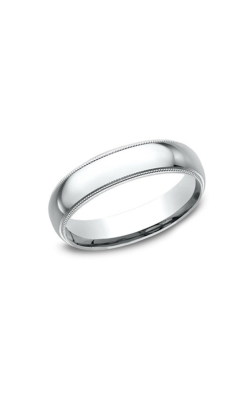 Benchmark Men's and Ladies 14k White Gold 5mm Milgrain Light High Polish Comfort Fit Wedding Band - SIZE 10 - LCF35014KW10