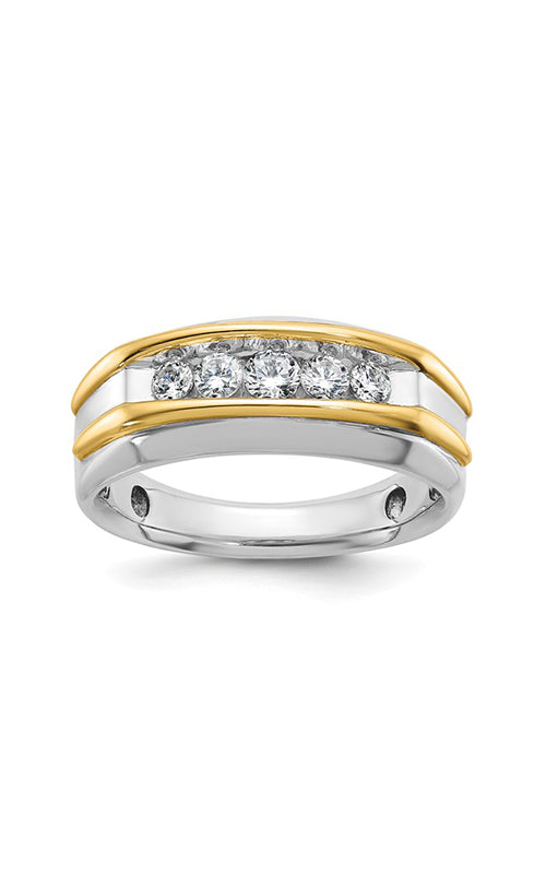 Albert’s Men’s 14K White & Yellow Gold .50CTW Round Diamond Wedding Band B63685-4WYBB