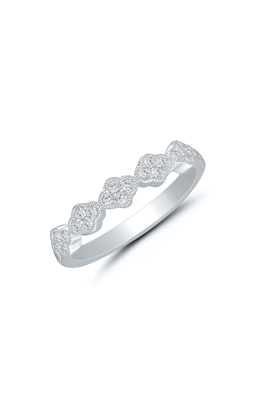 Albert's White Gold 1/4ctw Clover Diamond Wedding Band 4217170254W-MG