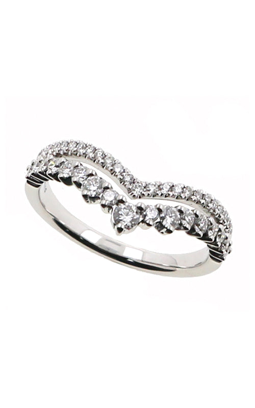 Albert's 14k White Gold Curved .44ctw Diamond Double Row Wedding Band B2424-14W