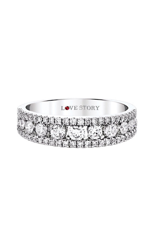 Love Story 14k White Gold .76ctw Round Diamond Wedding Band WB1732-R102A