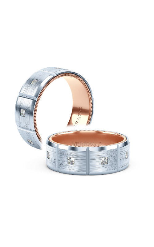 Verragio Men`s 14k White and Rose 8mm .50ctw Diamond Band VWD-8906/0