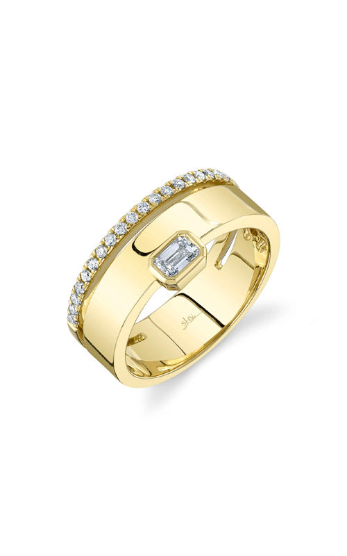 Shy Creation 14k Yellow Gold .39ctw Round & Emerald Diamond Band SC22008536