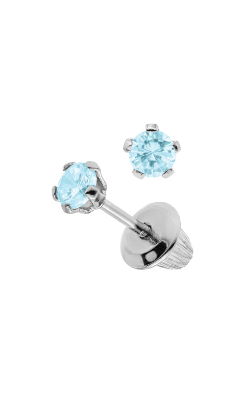 Albert's Kids Sterling Silver 3mm December Safety Back Stud Earrings ES38512