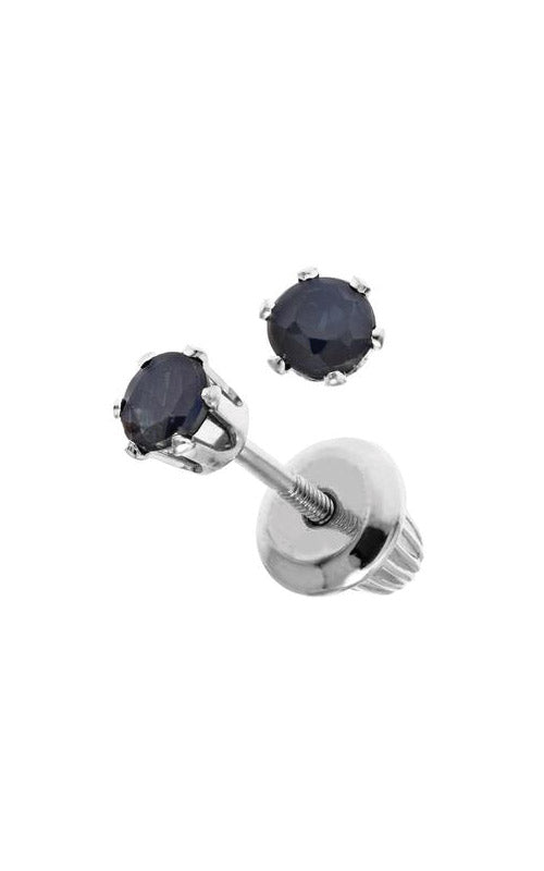 Albert's Kids 14k White Gold 3mm Blue Sapphire Safety Back Stud Earrings GEW25009