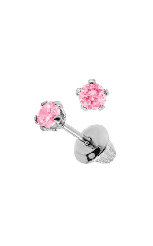 Albert's Kids Sterling Silver 3mm October Safety Back Stud Earrings ES38510