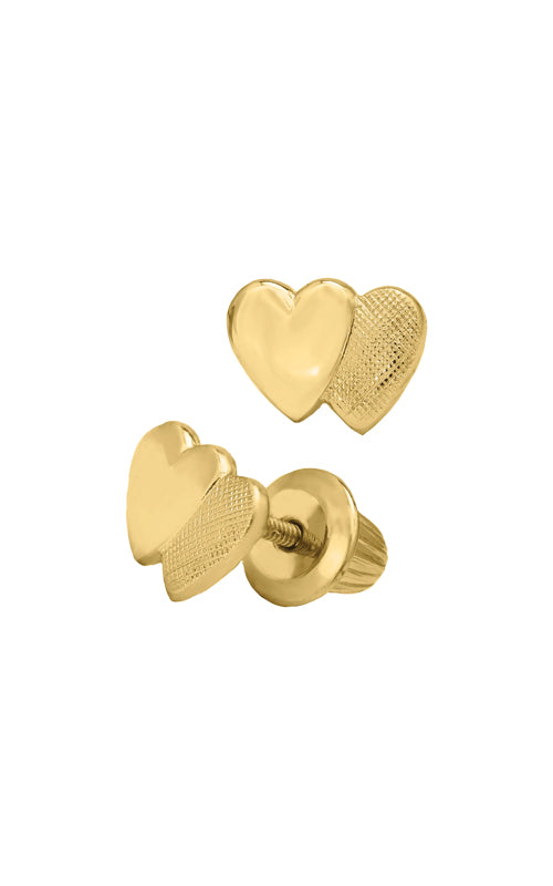 Albert's Kids 14k Yellow Gold Two Hearts Safety Back Stud Earrings GE214