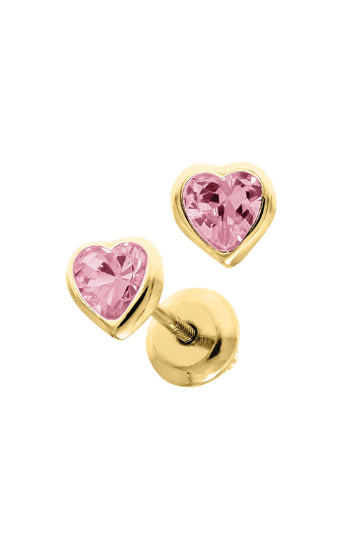 Albert's 14k Yellow Gold 5mm Pink CZ Safety Back Stud Earrings GE379