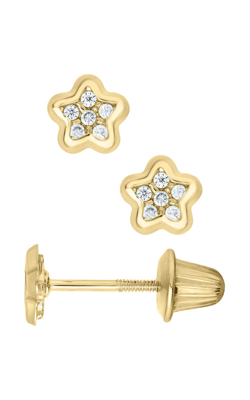 Albert's Kids 14K Yellow Gold Star CZ Safety Back Stud Earrings