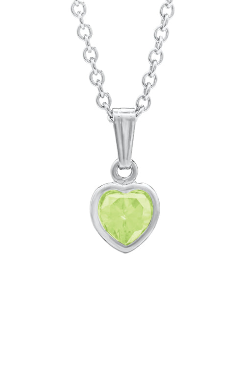 Albert's Kids Sterling Silver August Heart CZ Necklace with 13" Chain P 25208