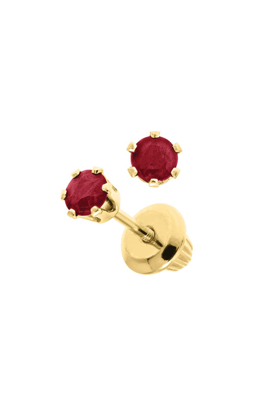 Albert's Kids 14k Yellow Gold 3mm Genuine Ruby Safety Back Stud Earrings GE25007