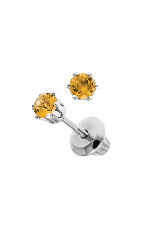 Albert's 14k White Gold November Citrine Safety Back Stud Earrings GEW25011
