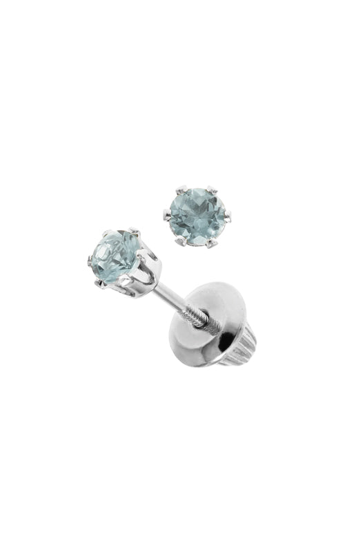 Albert's Kids 14k White Gold 3mm Blue Zircon Safety Back Stud Earrings GEW25012