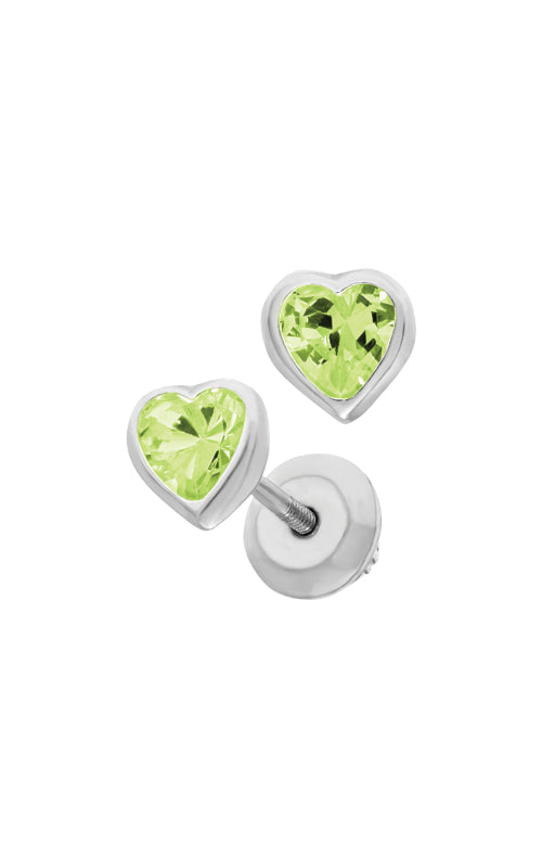 Albert's Kids Sterling Silver August CZ Heart Safety Back Stud Earrings ES43308