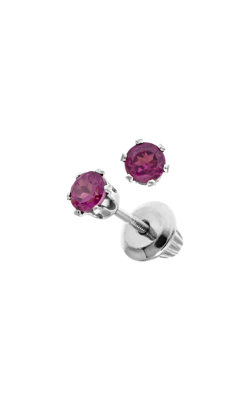Albert's Kids 14k White Gold 3mm Genuine Rhodolite Safety Back Stud Earrings GEW25006