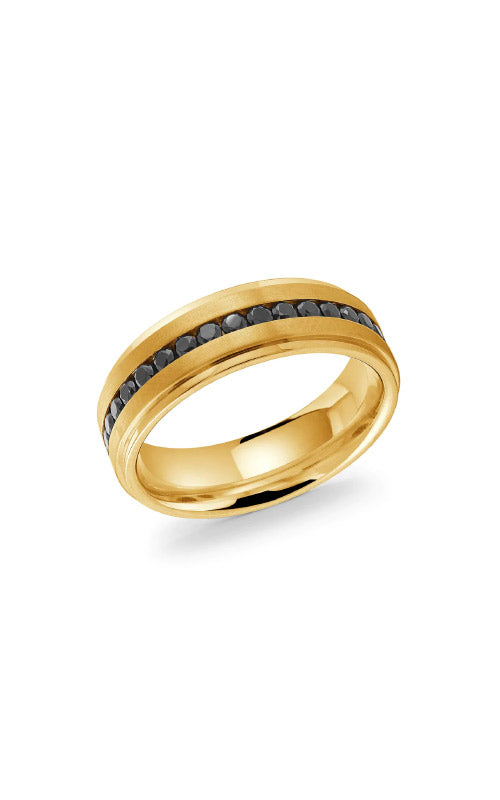 Italgem Stainless Steel Gold Tone 7mm Black CZ Ring SIZE 9